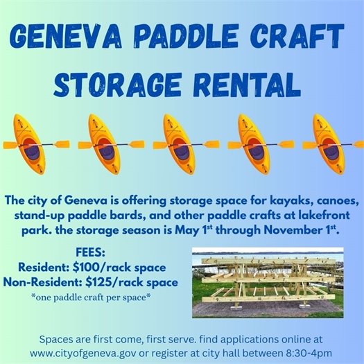 geneva paddle craft storage