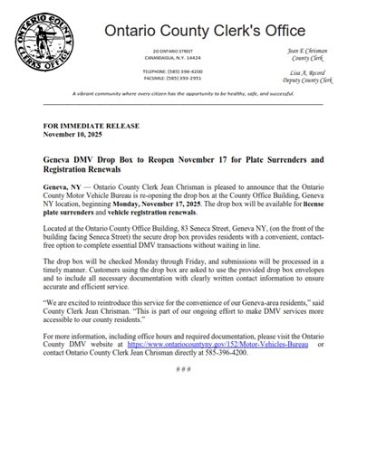 DMV press release