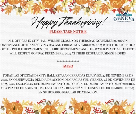 Thanksgiving Notice